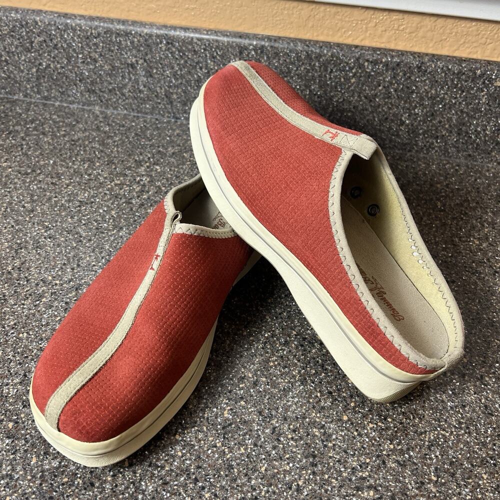 Tommy Bahama Womens Sz 10 Comfort Casual Slip On Orange Leather Mule Shoes Clogs